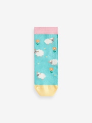 Pink and Green 5 Pack Cotton Rich Farm Character Ankle Socks - Image 5 of 6
