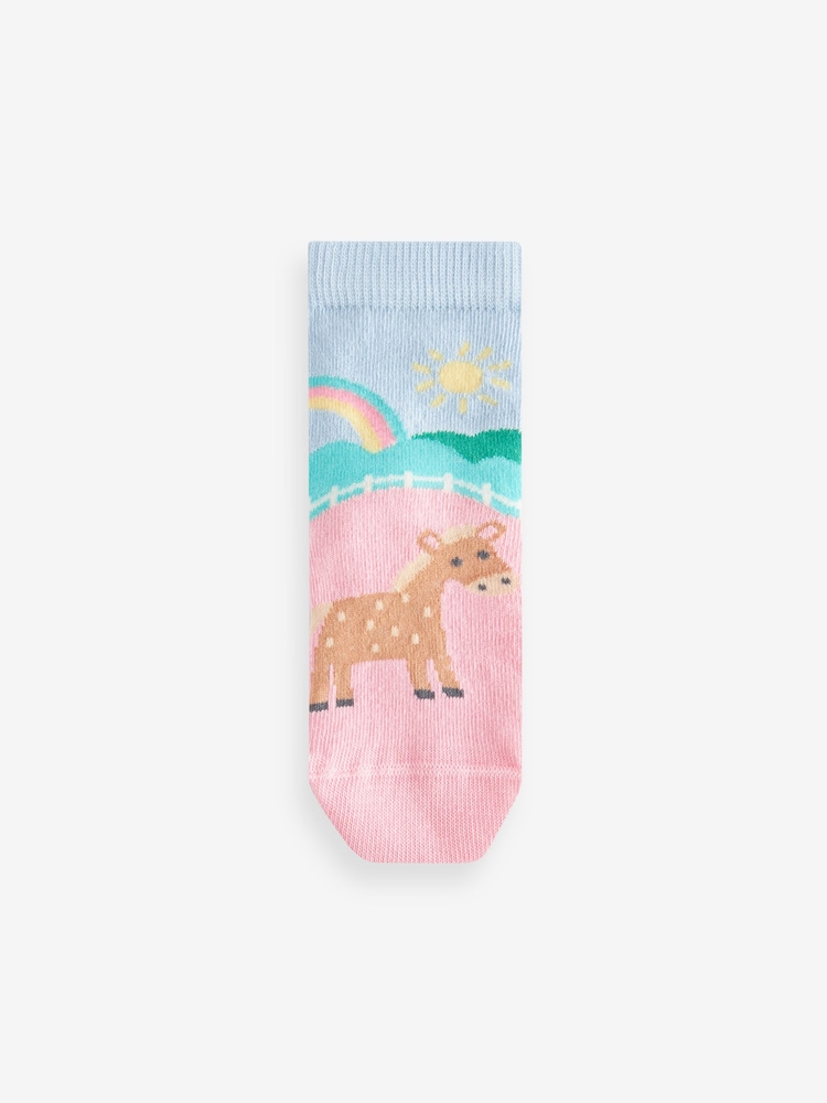 Pink and Green 5 Pack Cotton Rich Farm Character Ankle Socks - Image 6 of 6