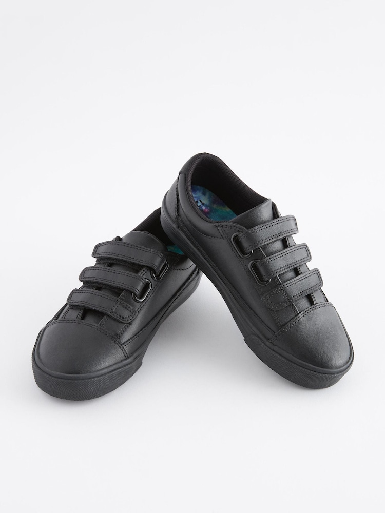 Black Standard Fit (F) Leather Triple Strap Shoes - Image 1 of 6