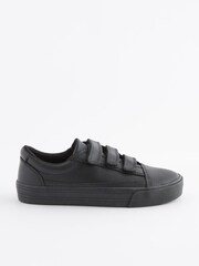 Black Standard Fit (F) Leather Triple Strap Shoes - Image 2 of 6