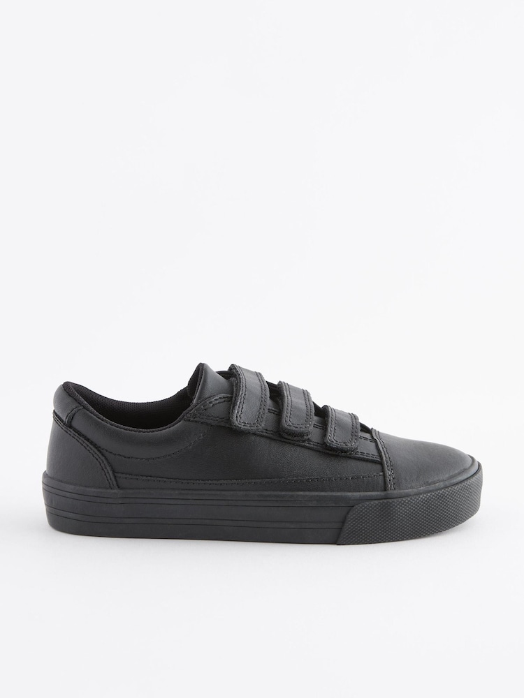 Black Standard Fit (F) Leather Triple Strap Shoes - Image 2 of 6