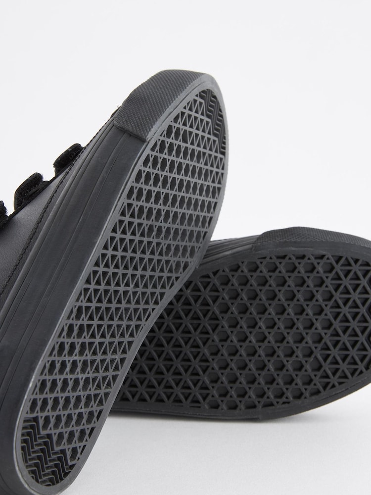 Black Standard Fit (F) Leather Triple Strap Shoes - Image 6 of 6