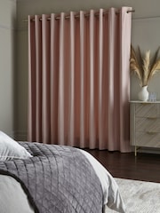 Dusky Pink Cotton Lined Eyelet Curtains - Image 3 of 8