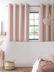 Dusky Pink Cotton Lined Eyelet Curtains - Image 4 of 8