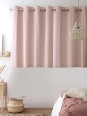 Dusky Pink Cotton Lined Eyelet Curtains - Image 5 of 8