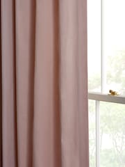 Dusky Pink Cotton Lined Eyelet Curtains - Image 6 of 8