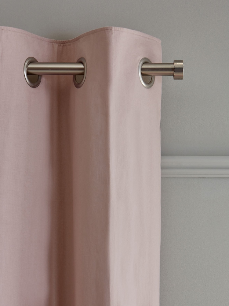 Dusky Pink Cotton Lined Eyelet Curtains - Image 7 of 8