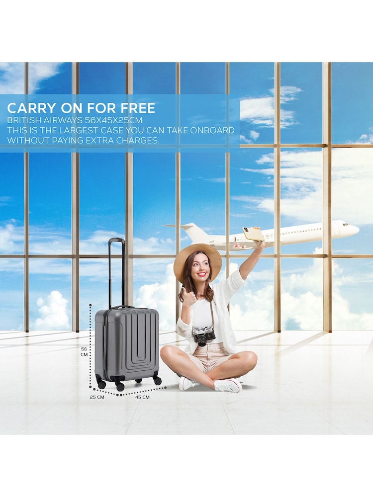 Flight Knight 56x45x25cm EasyJet Overhead 8 Wheel ABS Hard Case Cabin Carry On Hand Luggage - Image 2 of 7