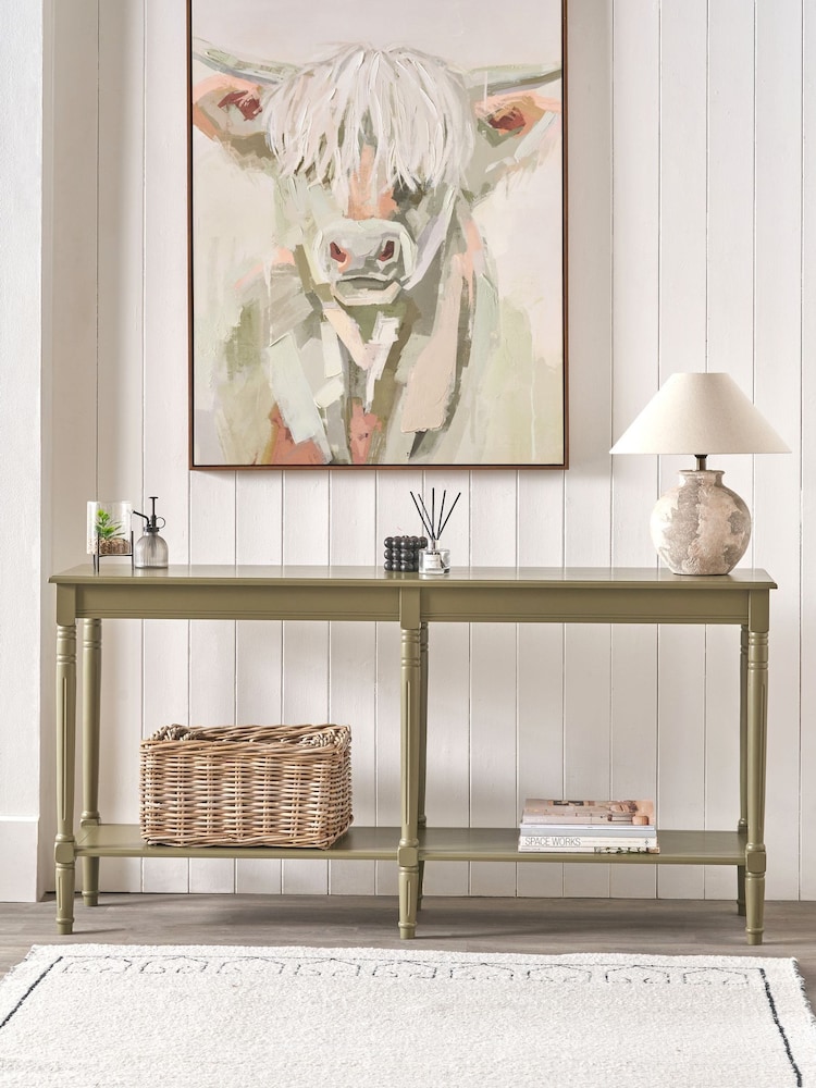 Pacific Olive Pine Wood Large Console Table - Image 1 of 7