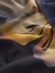 Blue Floral Long Sleeve Mesh Midi Dress - Image 7 of 7