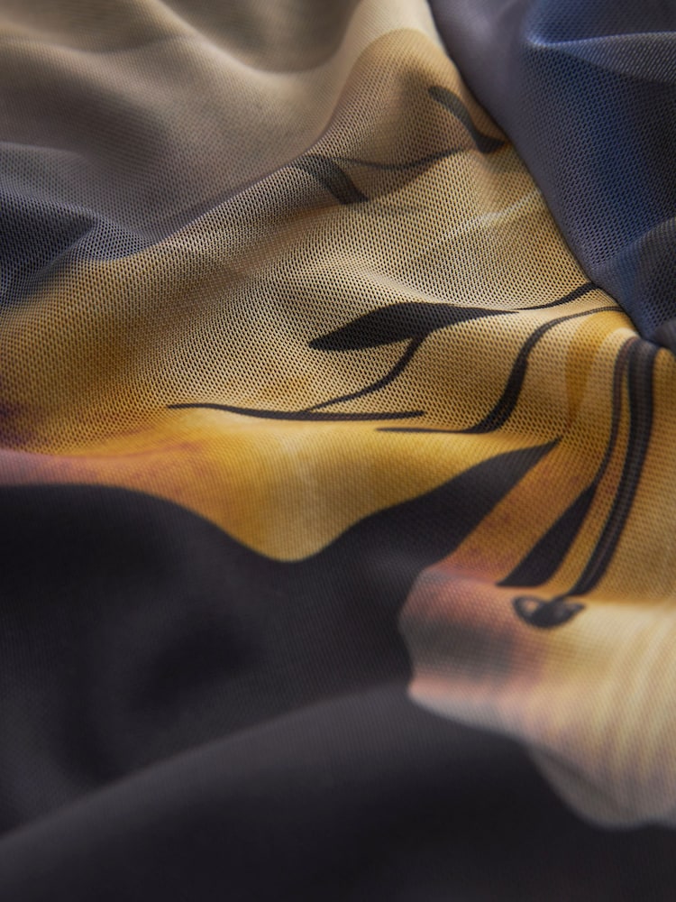 Blue Floral Long Sleeve Mesh Midi Dress - Image 7 of 7 Blue Floral Long Sleeve Mesh Midi Dress - Image 7 of 7