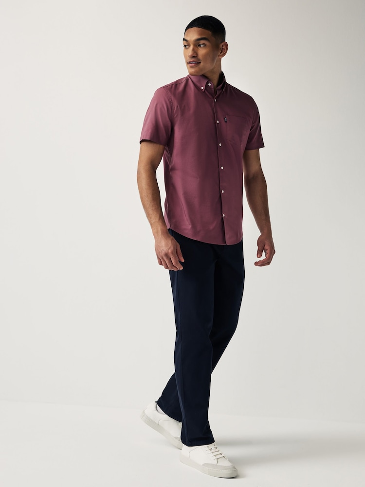 Damson Pink Regular Fit Short Sleeve Easy Iron Button Down Oxford Shirt - Image 2 of 7