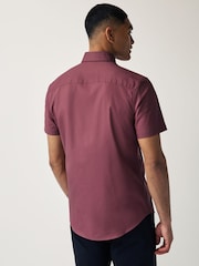 Damson Pink Regular Fit Short Sleeve Easy Iron Button Down Oxford Shirt - Image 3 of 7