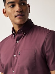 Damson Pink Regular Fit Short Sleeve Easy Iron Button Down Oxford Shirt - Image 4 of 7