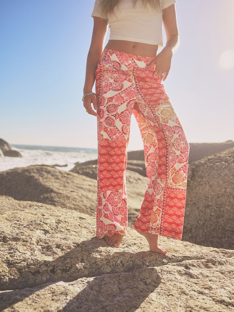 Pink Wide Leg Trousers With Linen - Image 2 of 5