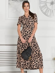Jolie Moi Leopard Animal Print Quaya Jersey Maxi Dress - Image 1 of 6