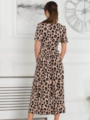 Jolie Moi Leopard Animal Print Quaya Jersey Maxi Dress - Image 2 of 6