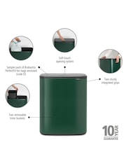 Brabantia Pine Green Bo Touch Double 30L Bin - Image 2 of 6