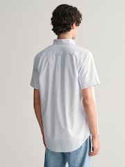 GANT Blue Regular Fit Gingham Poplin Short Sleeve 100% Cotton Shirt - Image 2 of 5