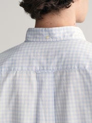GANT Blue Regular Fit Gingham Poplin Short Sleeve 100% Cotton Shirt - Image 4 of 5