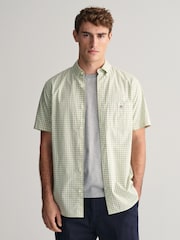 GANT Green Regular Fit Gingham Poplin Short Sleeve 100% Cotton Shirt - Image 1 of 5