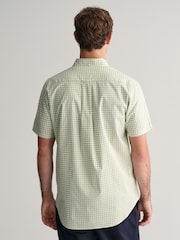 GANT Green Regular Fit Gingham Poplin Short Sleeve 100% Cotton Shirt - Image 2 of 5