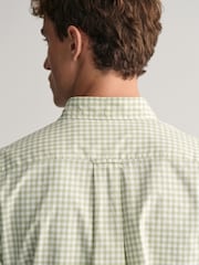 GANT Green Regular Fit Gingham Poplin Short Sleeve 100% Cotton Shirt - Image 4 of 5