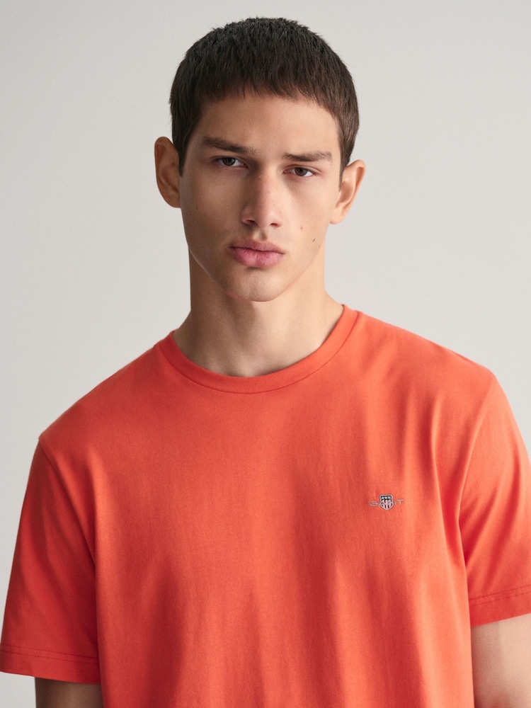 GANT Orange 100% Cotton Shield Logo T-Shirt - Image 4 of 6