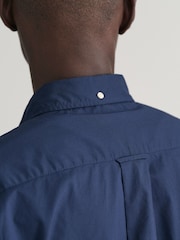 GANT Blue Regular Fit Poplin Short Sleeve 100% Cotton Shirt - Image 5 of 8