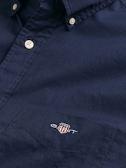GANT Blue Regular Fit Poplin Short Sleeve 100% Cotton Shirt - Image 7 of 8