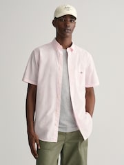 GANT Pink Regular Fit Poplin Short Sleeve 100% Cotton Shirt - Image 1 of 5
