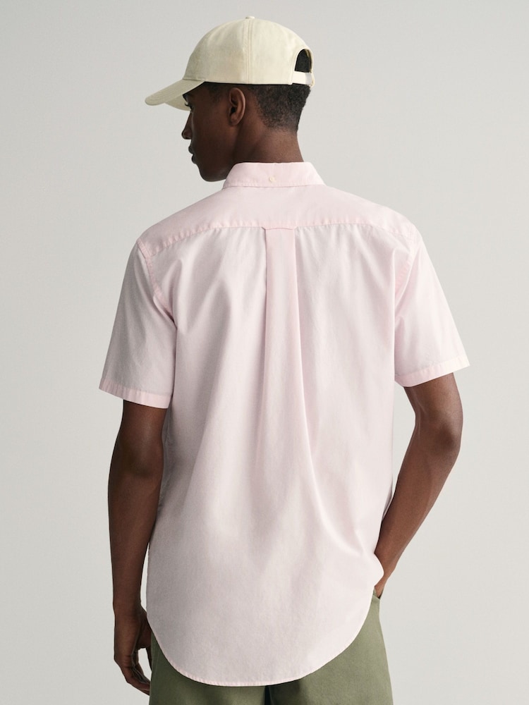GANT Pink Regular Fit Poplin Short Sleeve 100% Cotton Shirt - Image 2 of 5