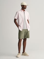 GANT Pink Regular Fit Poplin Short Sleeve 100% Cotton Shirt - Image 3 of 5
