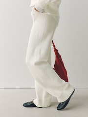 Ecru Knitted Wide Leg Joggers - Image 2 of 8
