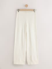 Ecru Knitted Wide Leg Joggers - Image 6 of 8