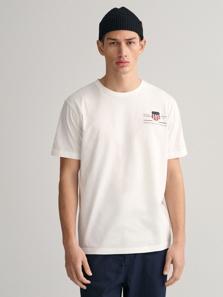 GANT White 100% Cotton Embroidered Archive Shield T-Shirt - Image 1 of 4