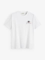 GANT White 100% Cotton Embroidered Archive Shield T-Shirt - Image 4 of 4