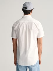 GANT White Regular Fit Poplin Short Sleeve 100% Cotton Shirt - Image 2 of 6