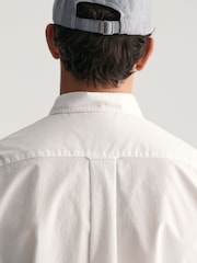 GANT White Regular Fit Poplin Short Sleeve 100% Cotton Shirt - Image 5 of 6