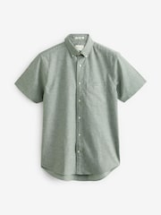 GANT Green Regular Fit Cotton Linen Short Sleeve Shirt - Image 8 of 8