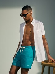 GANT White Regular Fit Cotton Linen Short Sleeve Shirt - Image 2 of 7