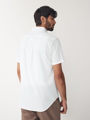GANT White Regular Fit Cotton Linen Short Sleeve Shirt - Image 5 of 7