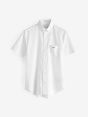 GANT White Regular Fit Cotton Linen Short Sleeve Shirt - Image 7 of 7