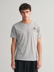 GANT Grey 100% Cotton Embroidered Archive Shield T-Shirt - Image 1 of 5