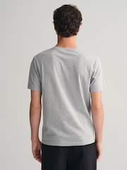GANT Grey 100% Cotton Embroidered Archive Shield T-Shirt - Image 2 of 5