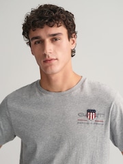 GANT Grey 100% Cotton Embroidered Archive Shield T-Shirt - Image 3 of 5