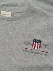 GANT Grey 100% Cotton Embroidered Archive Shield T-Shirt - Image 5 of 5
