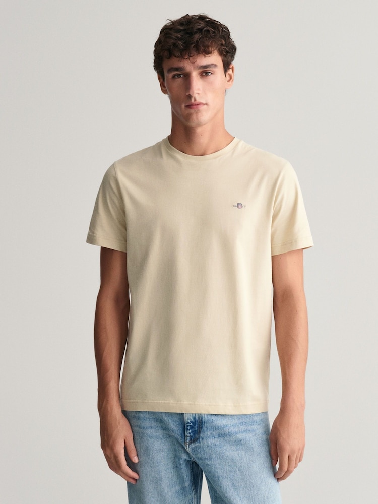 GANT Cream 100% Cotton Shield T-Shirt - Image 1 of 4