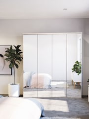 Wiemann Peyton Rustic Oak Mirror Semi Fitted 4 Door Wardrobe - Image 1 of 4
