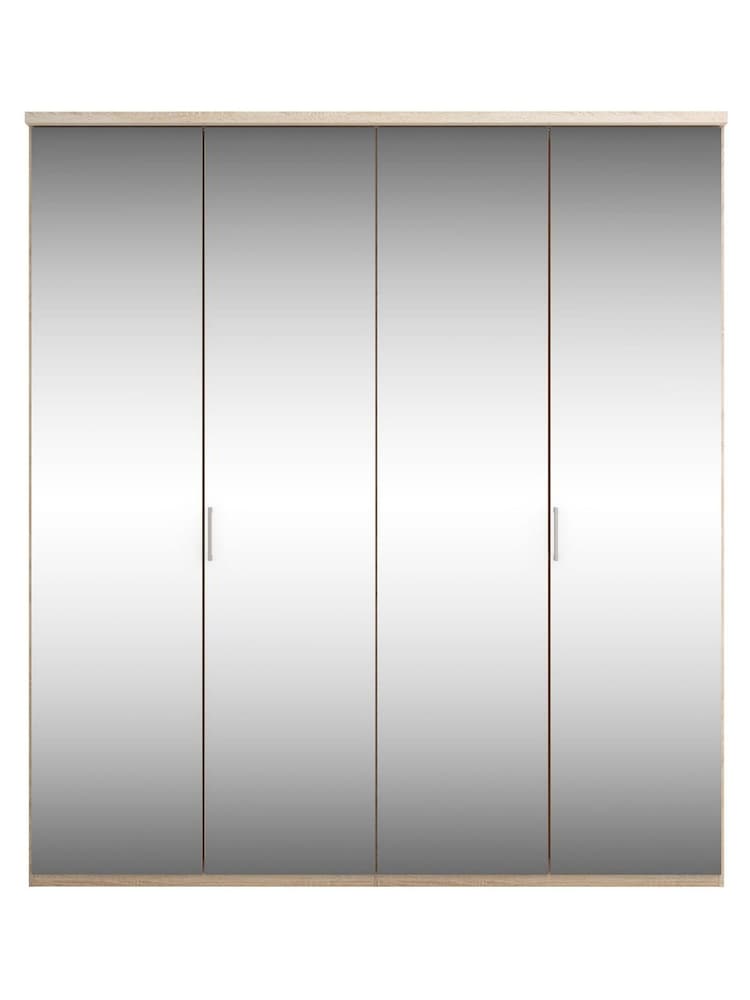 Wiemann Peyton Rustic Oak Mirror Semi Fitted 4 Door Wardrobe - Image 2 of 4